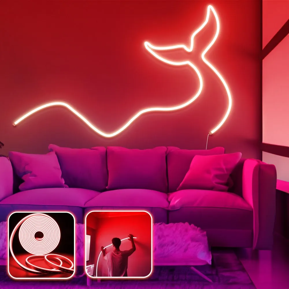 Zidna LED dekoracija Wave and Tail Large Red
