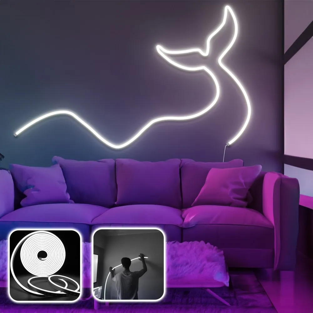Zidna LED dekoracija Wave and Tail Large White