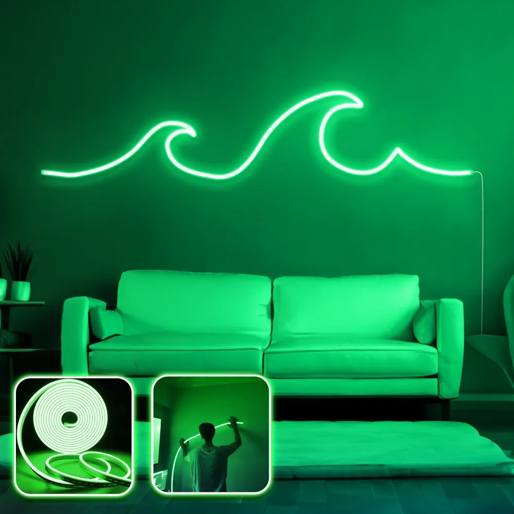 Zidna LED dekoracija Wave Large Green