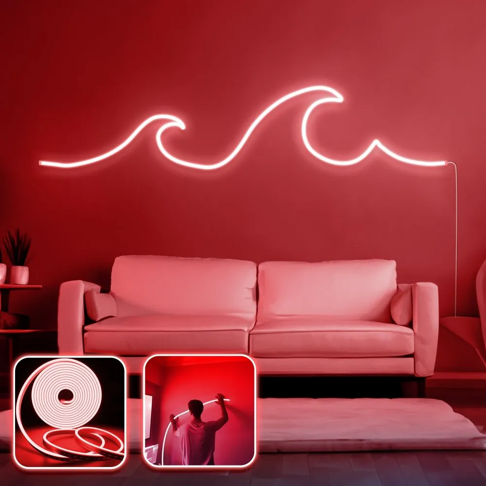 Zidna LED dekoracija Wave Large Red