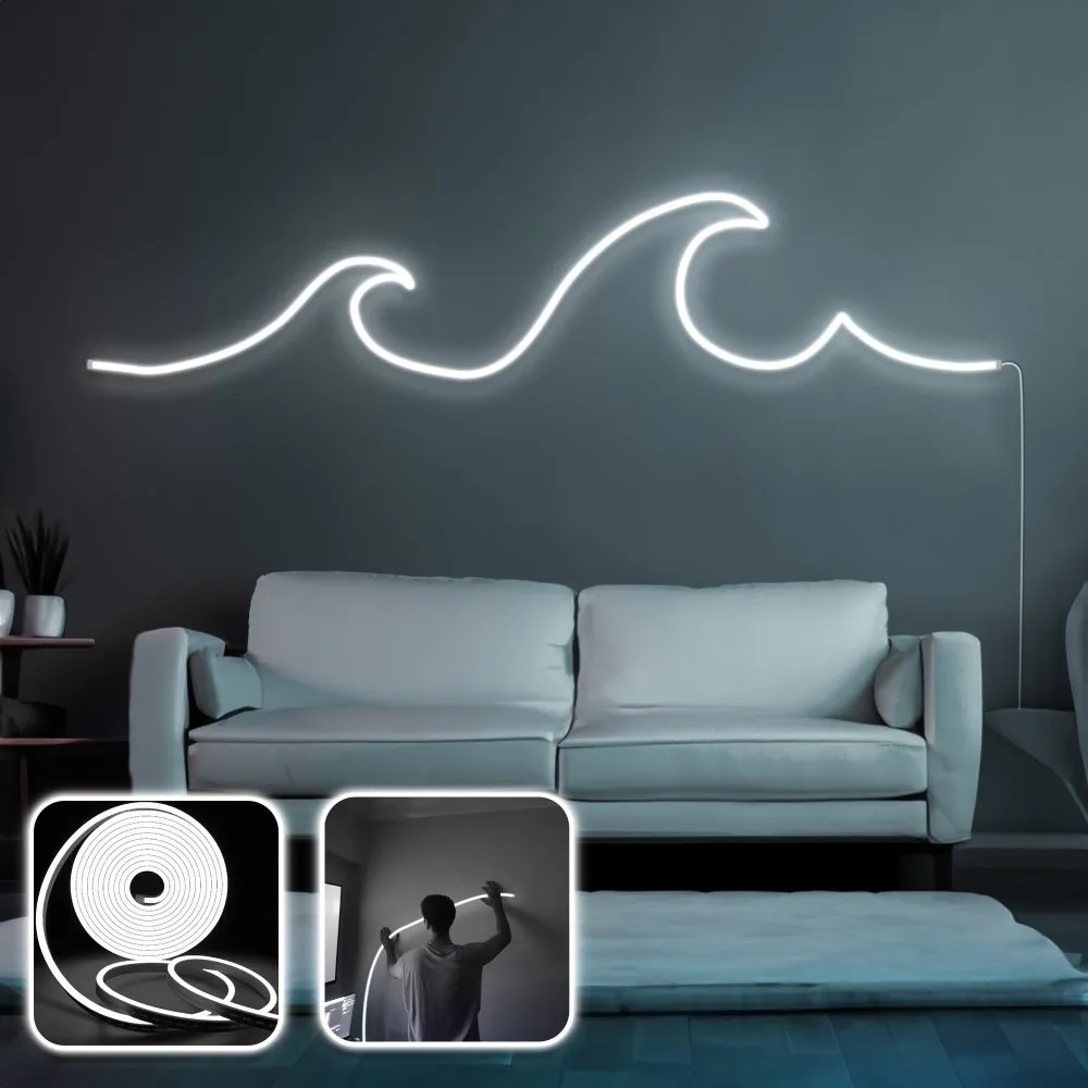 Zidna LED dekoracija Wave Large White