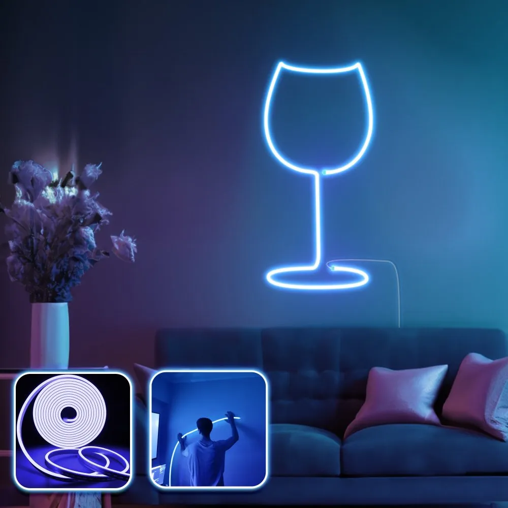 Zidna LED dekoracija Wine Glass Medium Blue