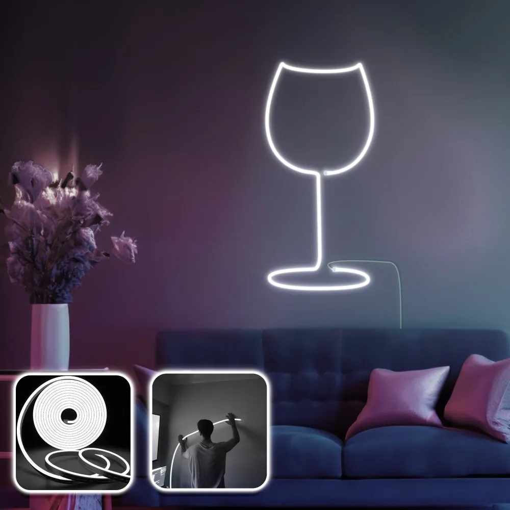 Zidna LED dekoracija Wine Glass Medium White
