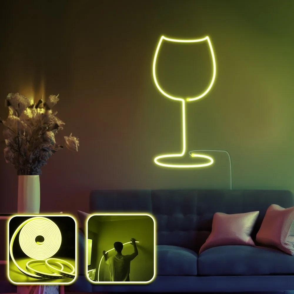 Zidna LED dekoracija Wine Glass Medium Yellow