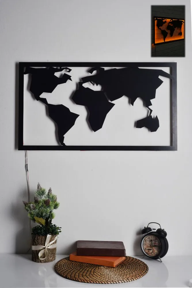 Zidna LED dekoracija World Map 2 Yellow