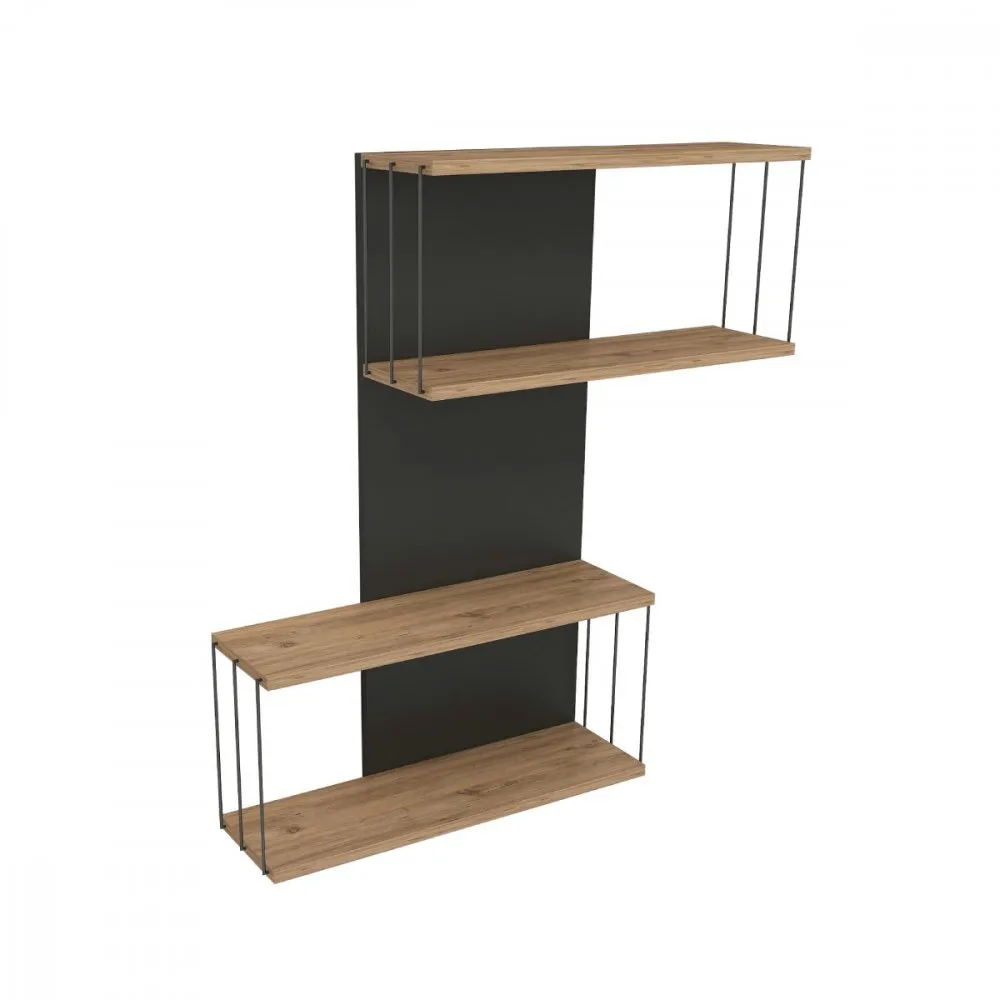 Zidna polica Destan Anthracite Pine