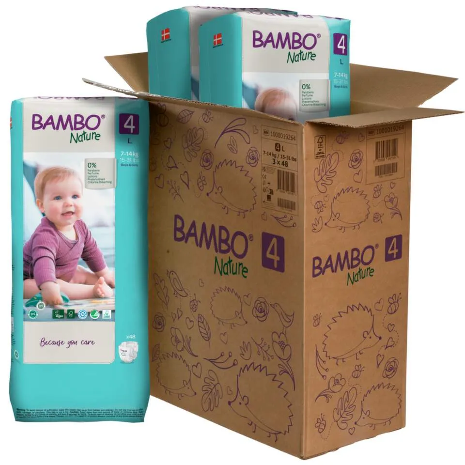 Bambo Nature Box Mesečno pakovanje pelena 4 (7-14 kg), 144 komada