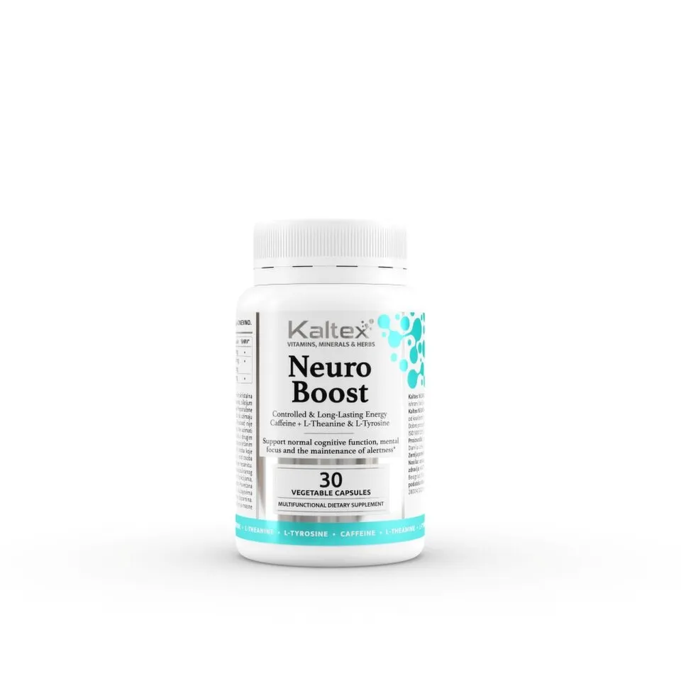 Kaltex Neuro Boost Kofein XR, L-Teanin &amp; L-Tirozin, 30 kapsula