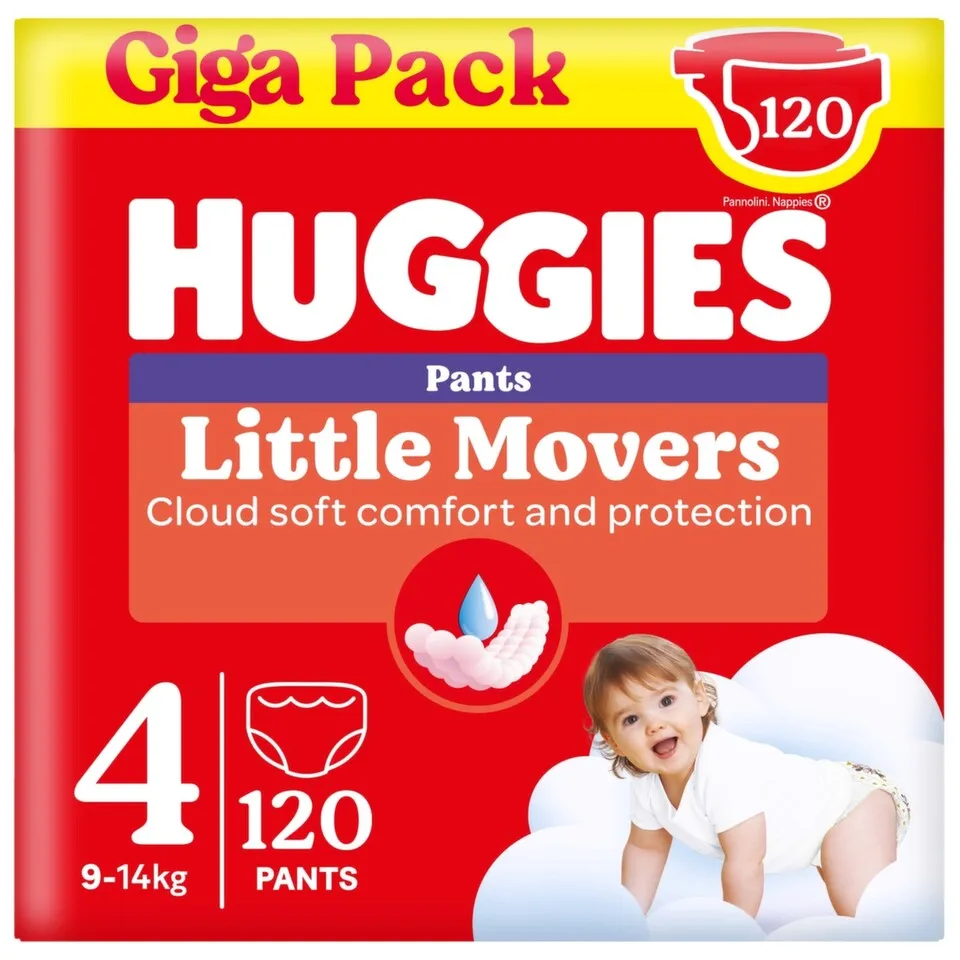 Huggies Little Movers Box Pelene gaćice veličina 4, 120 komada