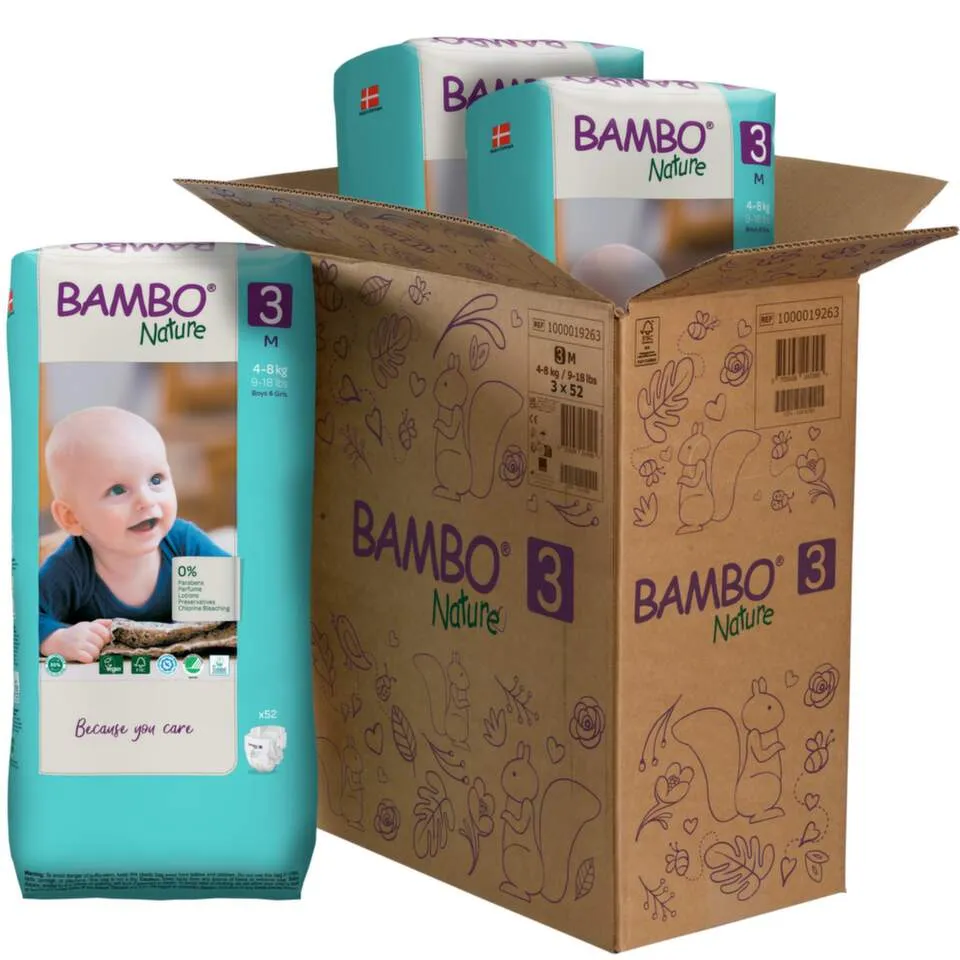 Bambo Nature Box Mesečno pakovanje pelena 3 (4-8 kg), 156 komada
