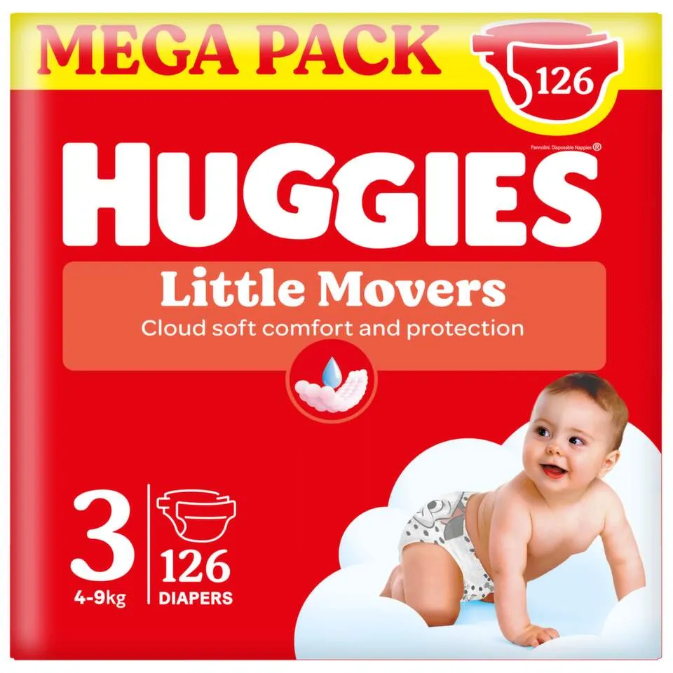 Huggies Little Movers Mega Box Pelene za bebe veličina 3, 126 komada