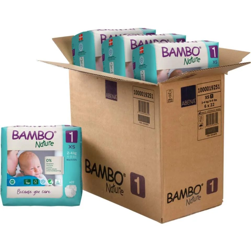 Bambo Nature Box Mesečno pakovanje pelena 1 (2-4 kg), 132 komada