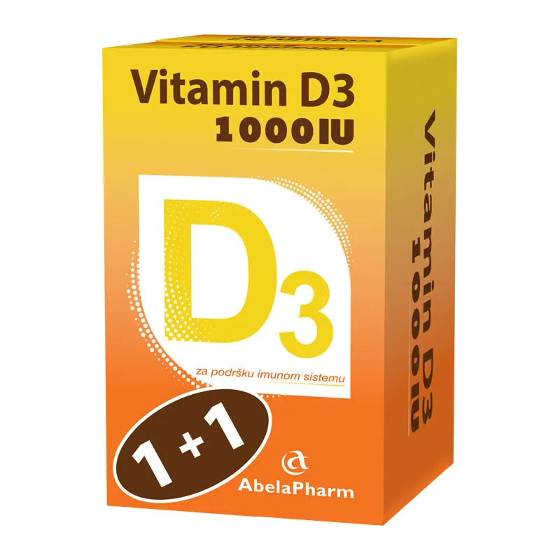 Abela Pharm Vitamin D3 1000 IJ, 30 kapsula 1+1 GRATIS