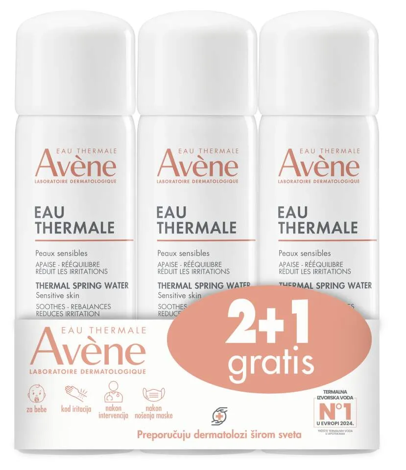 Avene Termalna voda trio, 50 ml 2+1 GRATIS