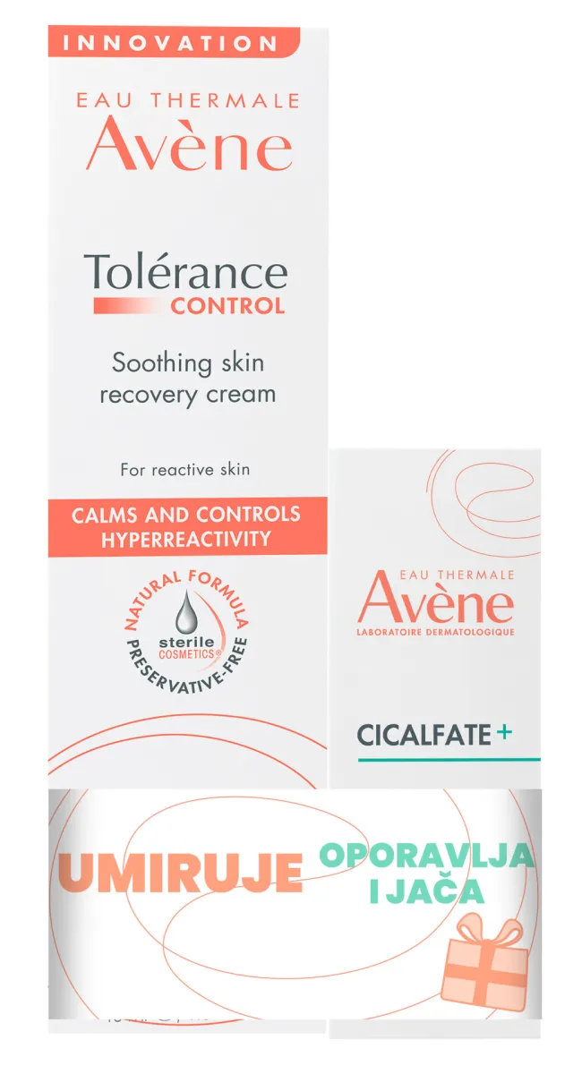 Avene Tolerance Control Krema, 40 ml + Cicalfate+ Serum, 10 ml GRATIS