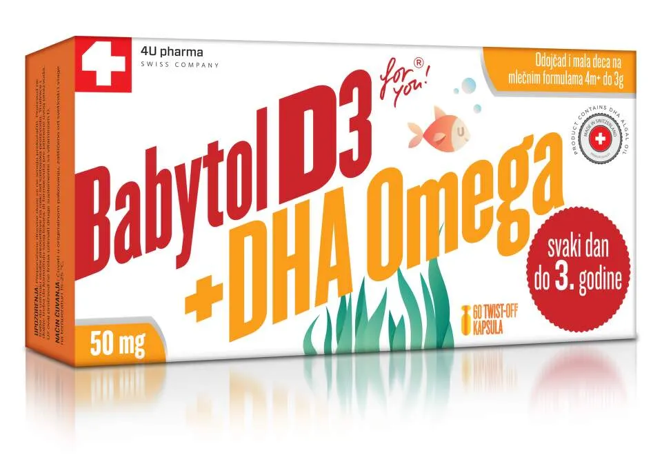 Babytol D3 + DHA Omega 50 mg DHA, 60 twist-off kapsula