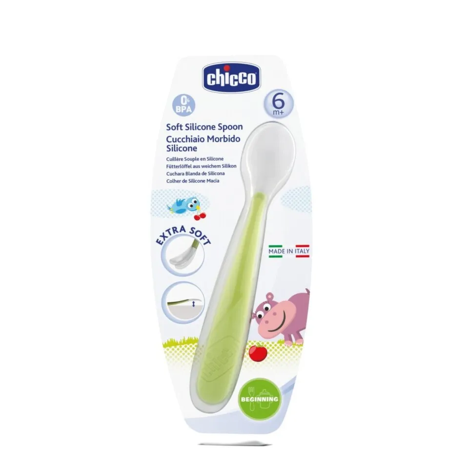 Chicco Mekana silikonska kašika 6m+ zelena, 1 komad