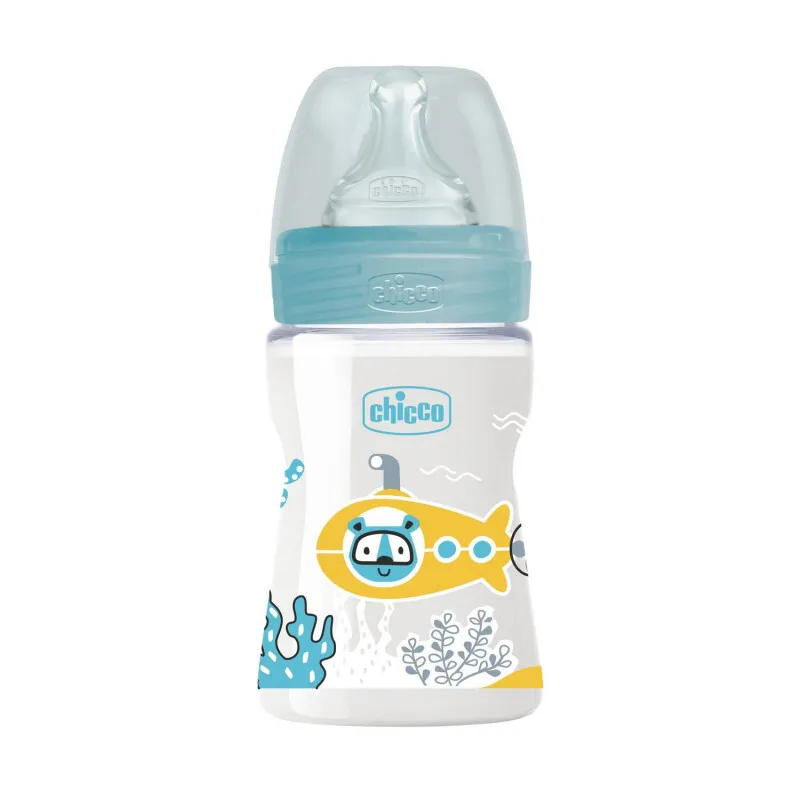 Chicco Plastična flašica Well Being 0m+ plava, 150 ml