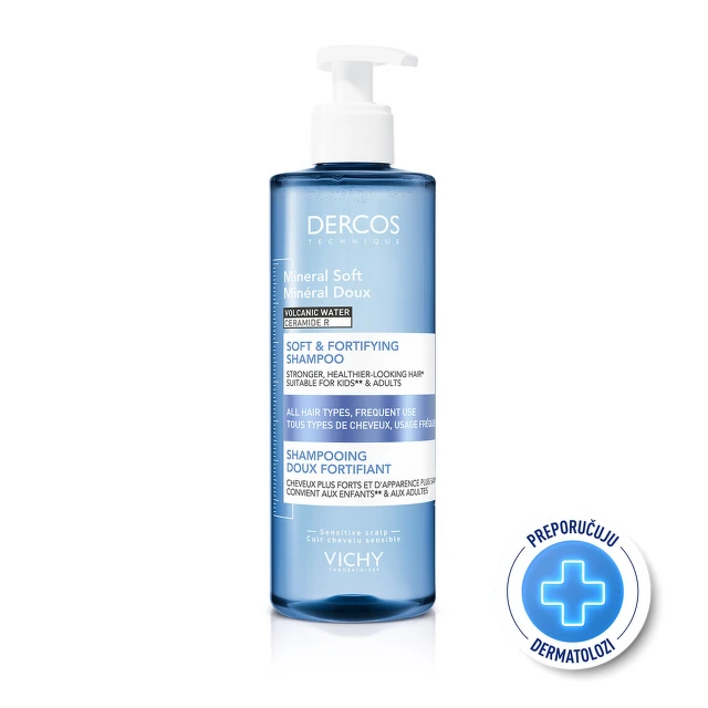 Dercos Mineral Soft Blagi šampon za jačanje kose, 400 ml