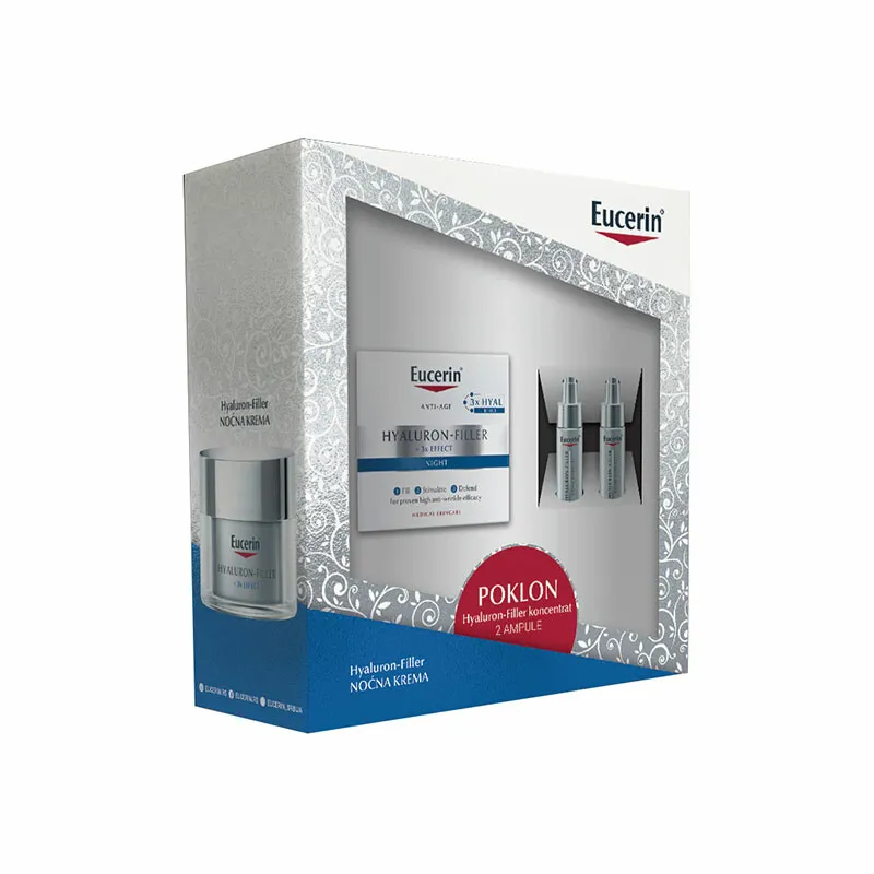 Eucerin Box Hyaluron-Filler Noćna krema, 50 ml + 2 ampule Koncentrata GRATIS