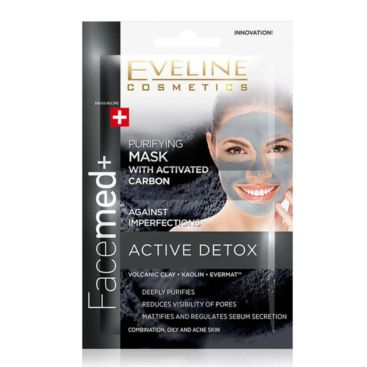 Eveline Facemed Purifying Face Mask with Activated Carbon 2x5ml - Active Detox