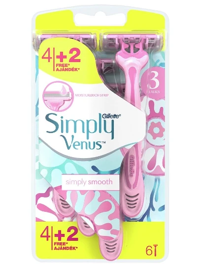 Gillette Venus Simply 3 Ženski brijač, 6 komada