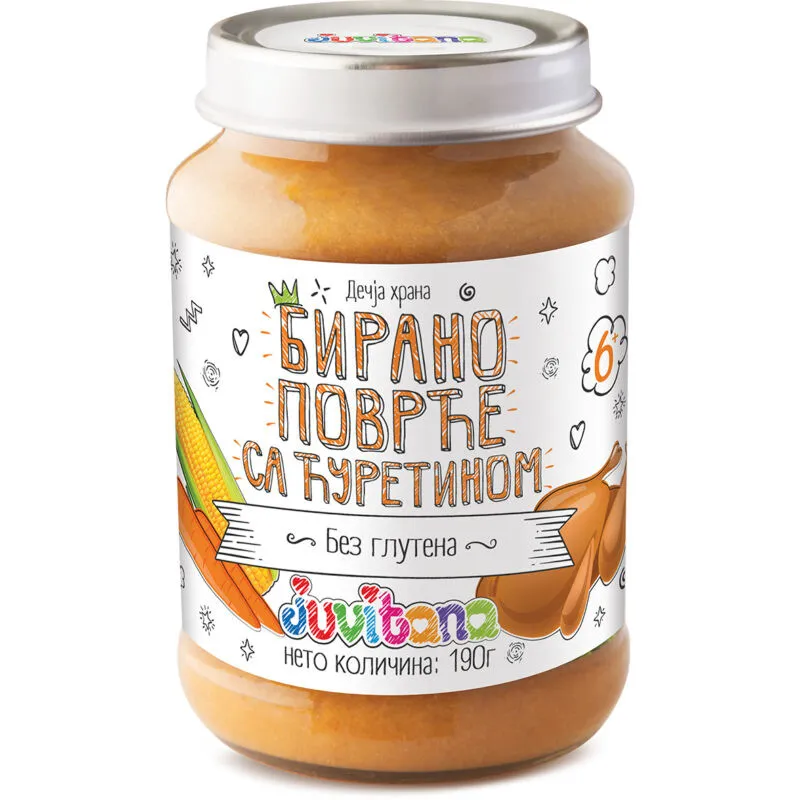 Juvitana Kašica od biranog povrća sa ćuretinom 190g