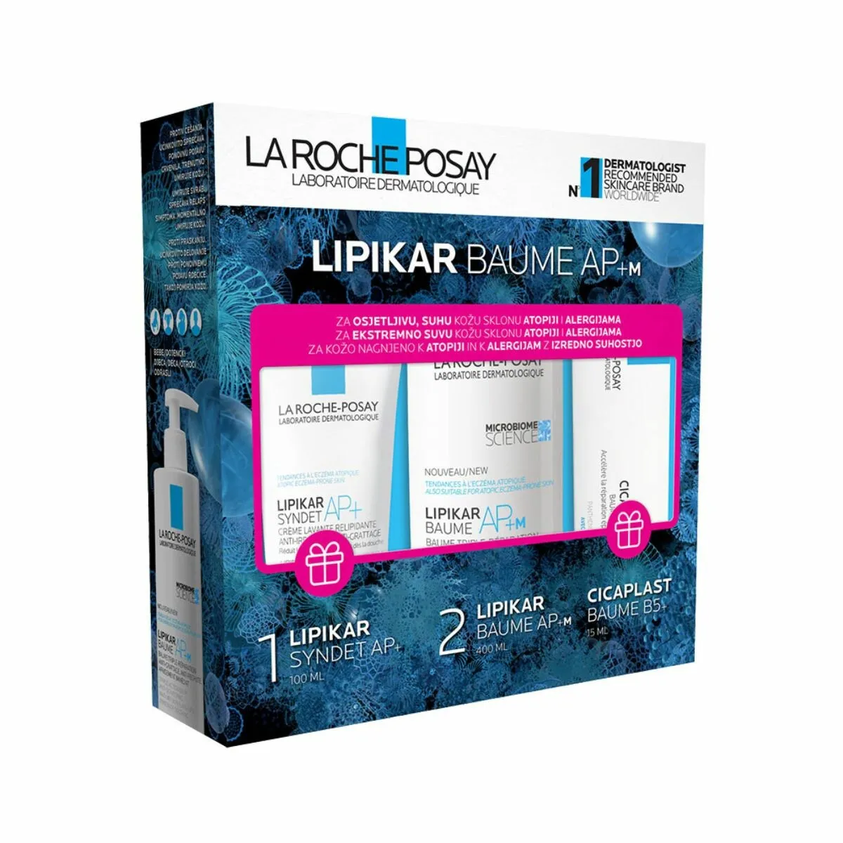 La Roche-Posay Lipikar Baume AP+M, 400 ml + Syndet AP+, 100 ml + Cicaplast Baume B5+, 15 ml PROMO