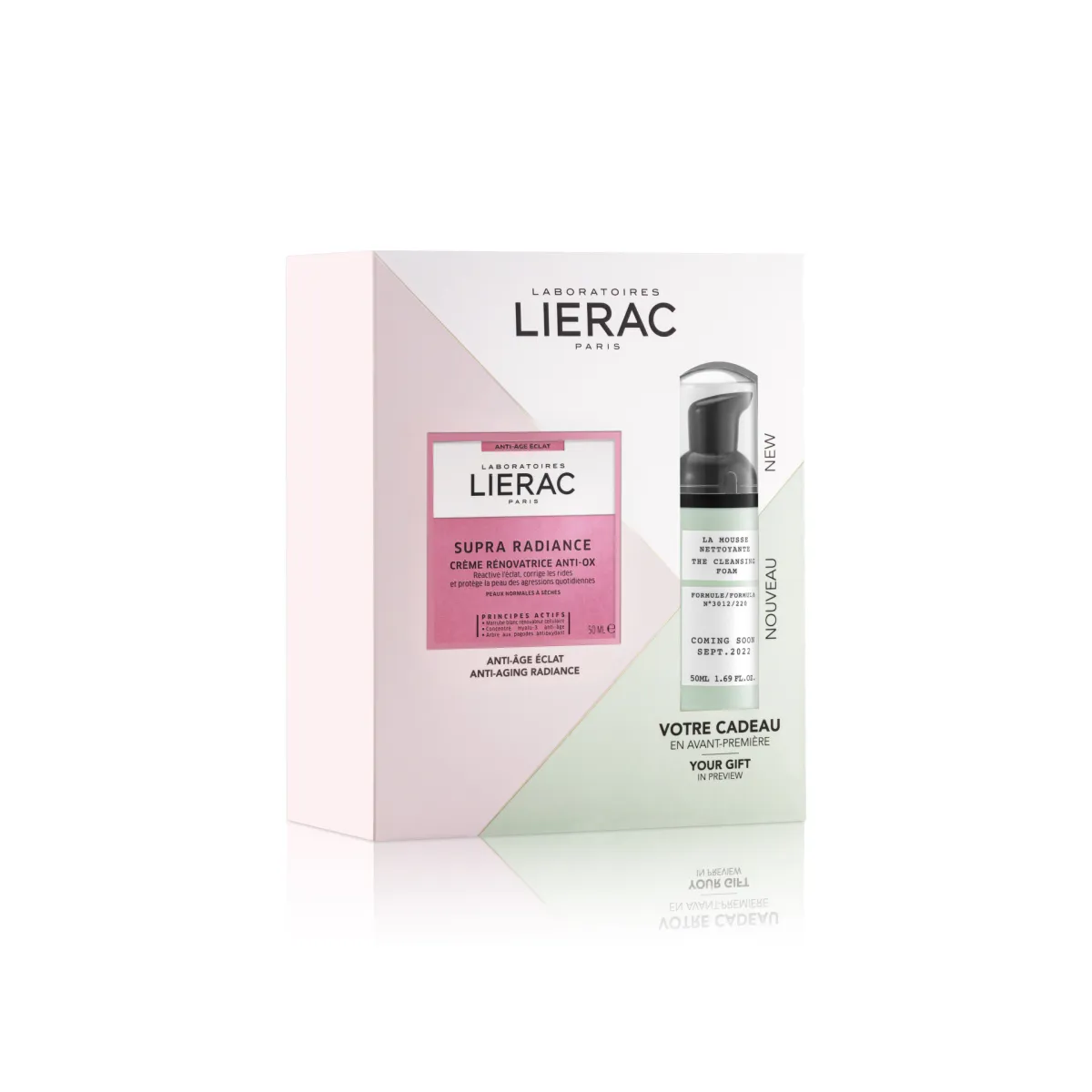 Lierac Supra Radiance Krema za regeneraciju suve kože 50 ml + Pena za čišćenje lica 50 ml GRATIS