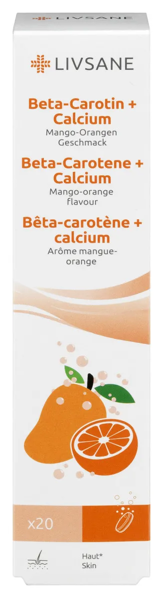 LIVSANE Beta karoten+Kalcijum, 20 šumećih tableta