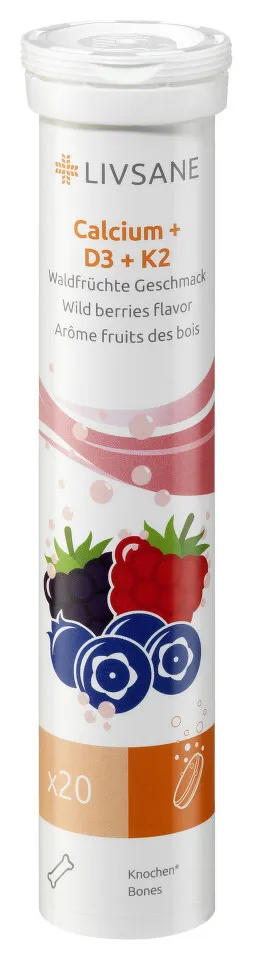 LIVSANE Kalcijum+ Vitamin D3+K2, 20 šumećih tableta