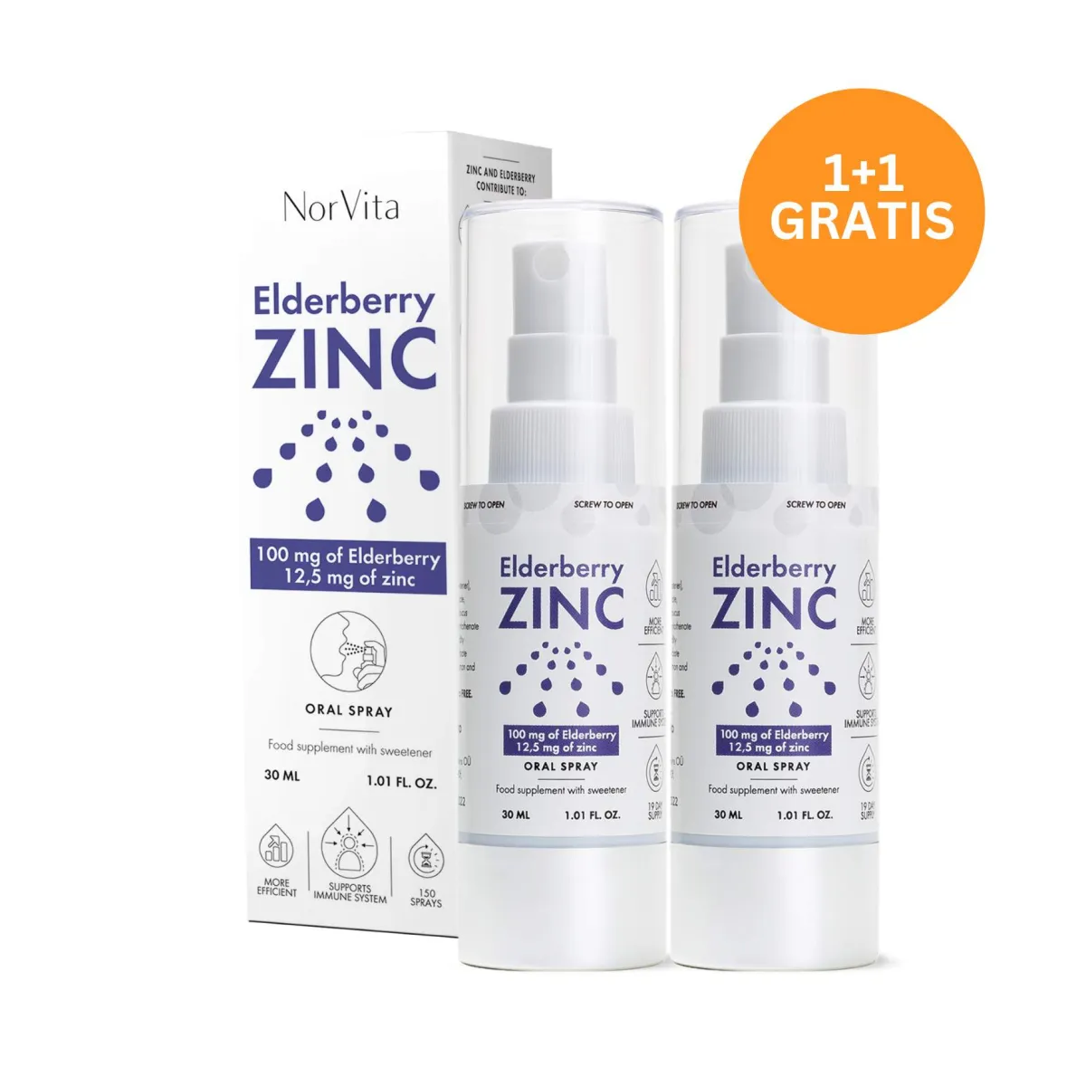 NorVita Cink sa zovom oralni sprej, 30 ml 1+1 GRATIS