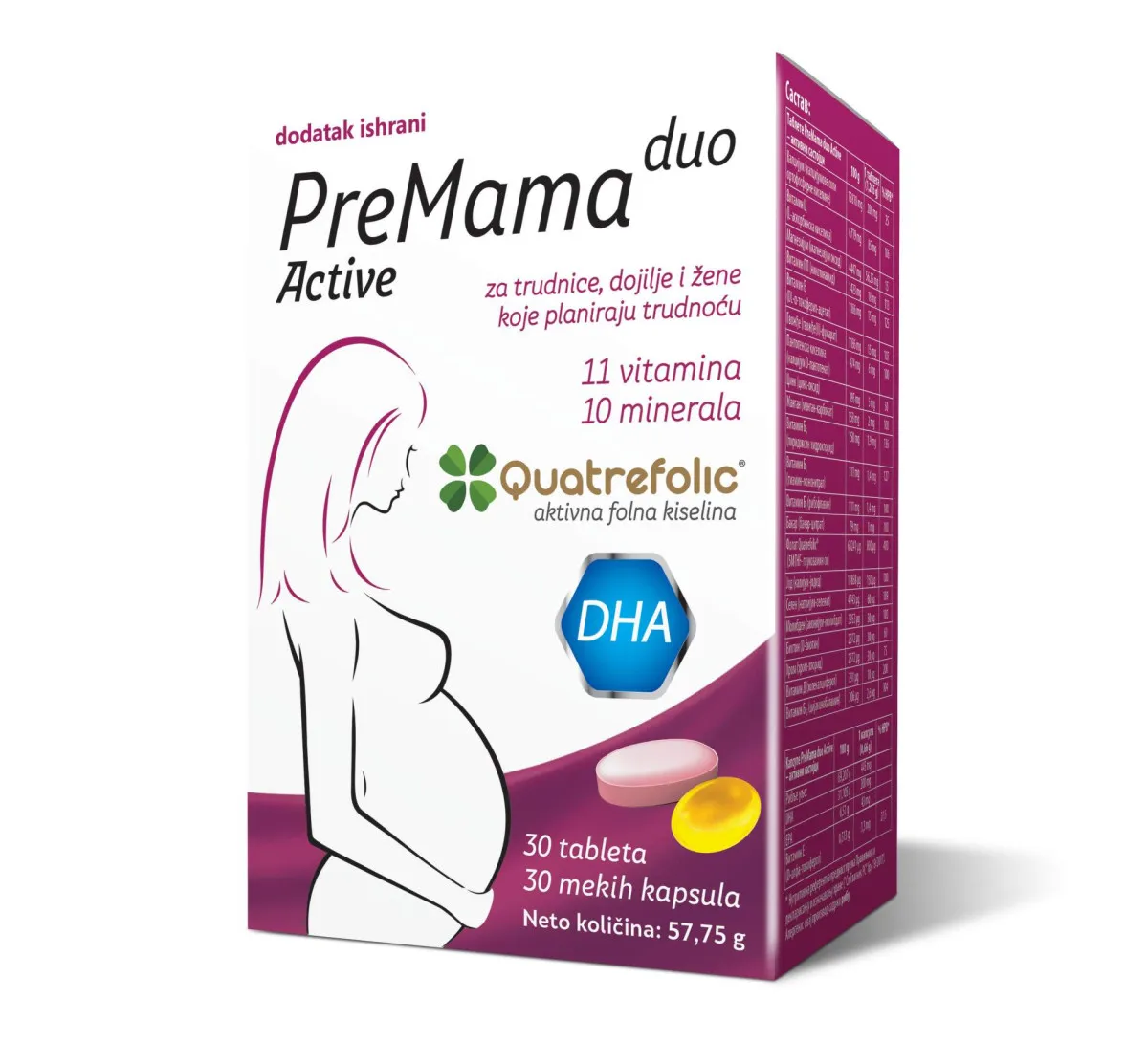 Premama Duo Active, 30 kapsula + 30 tableta