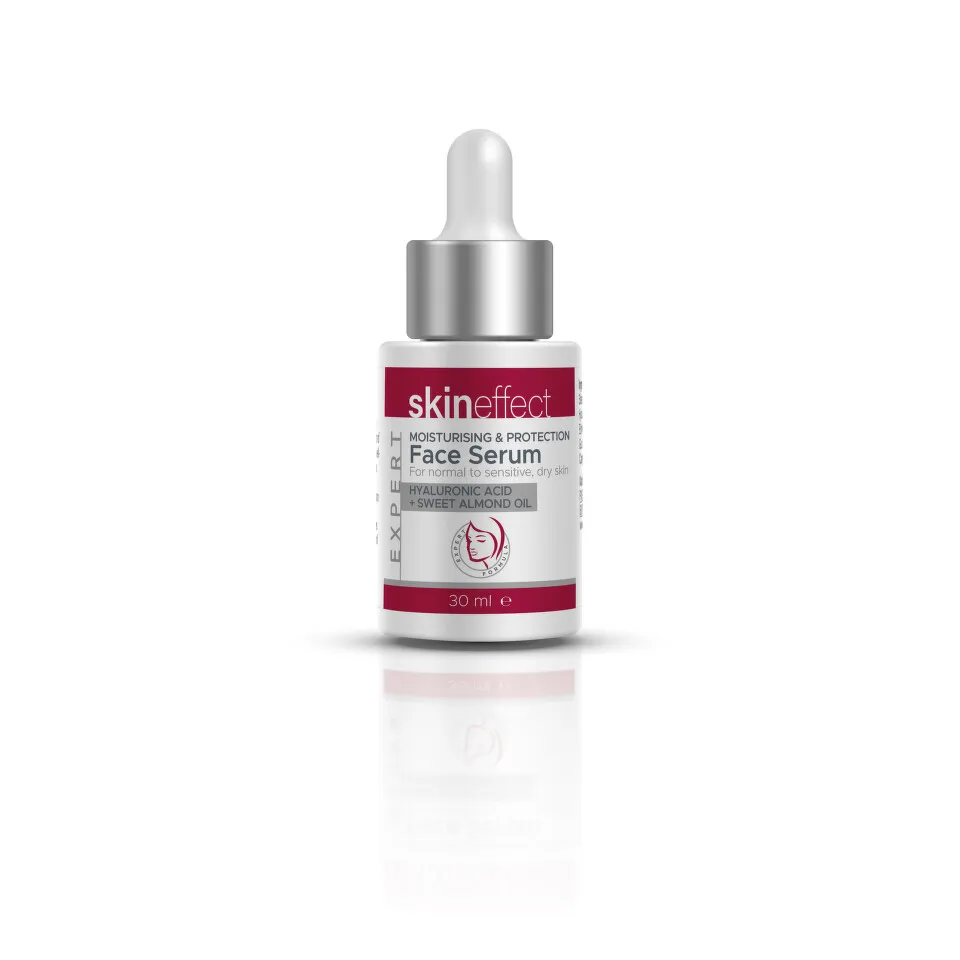 skineffect hidratantni i zaštitni serum za lice sa hijaluronskom kiselinom i slatkim bademovim uljem, 30 ml