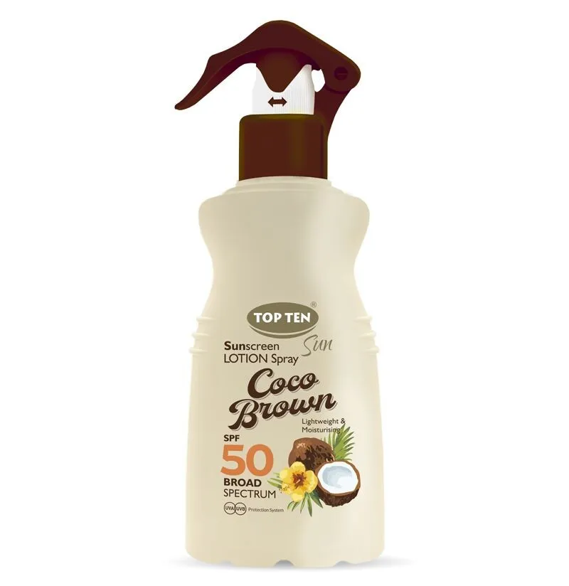 Top Ten Sun Coco Brown Losion sprej za zaštitu od sunca SPF50, 180 ml