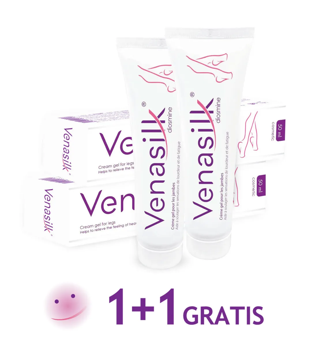 Venasilk krem-gel za noge 50 ml 1+1 gratis
