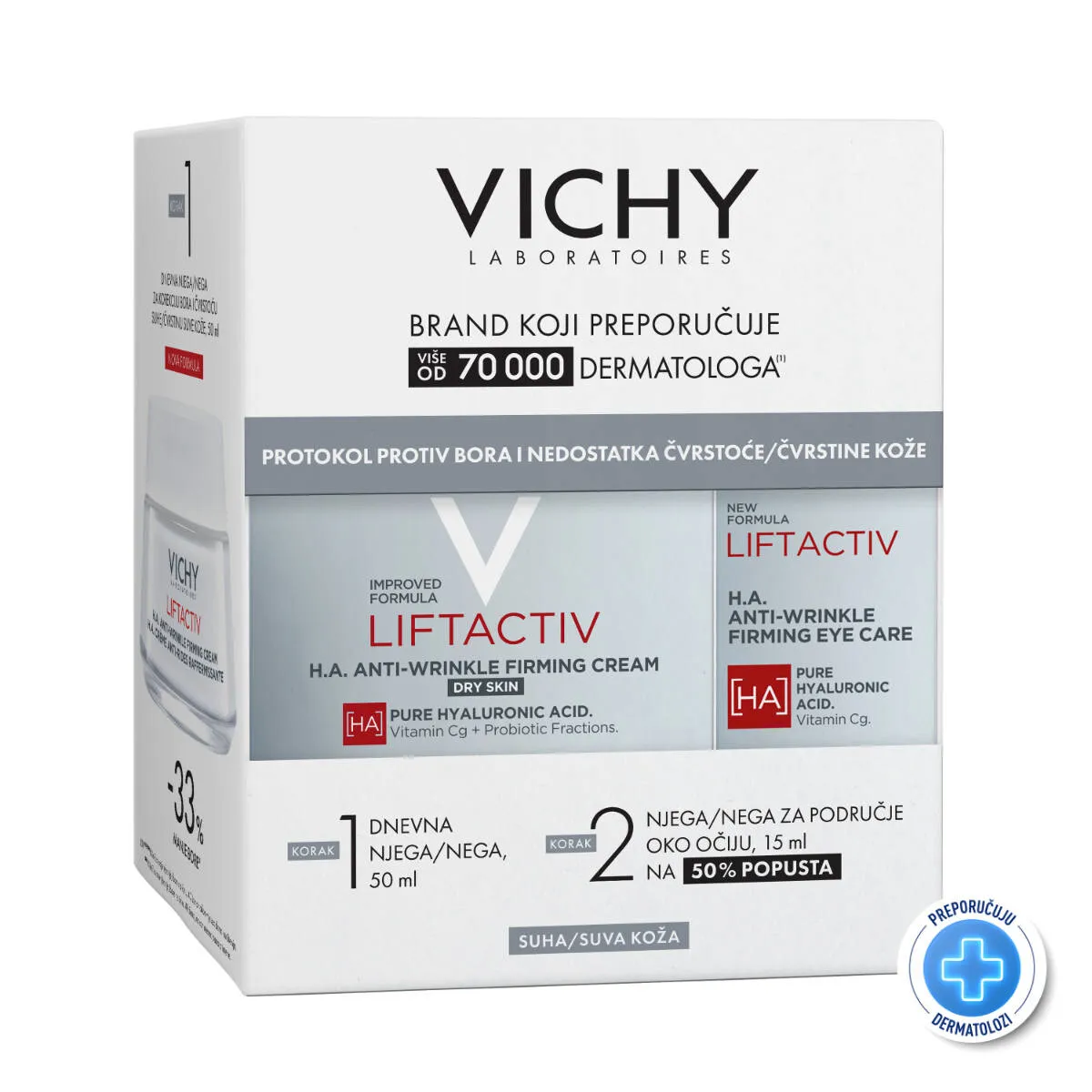 Vichy LiftActiv Supreme Krema za suvu kožu, 50 ml + Nega za područje oko očiju, 15 ml PROMO