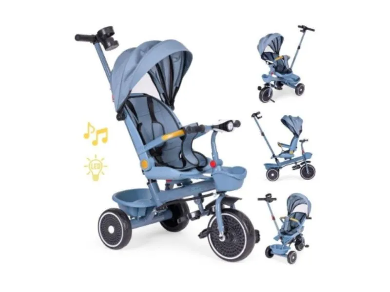 2u1 tricikl sa rotirajucim sedistem i sklopivom tendom Blue, ECOTOYS