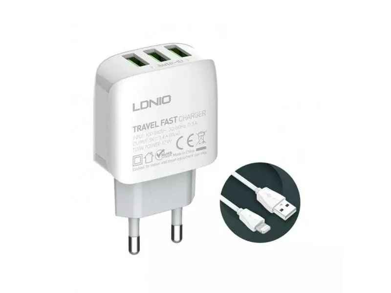 A3312 3xUSB kućni punjač sa iPhone lightning kablom
