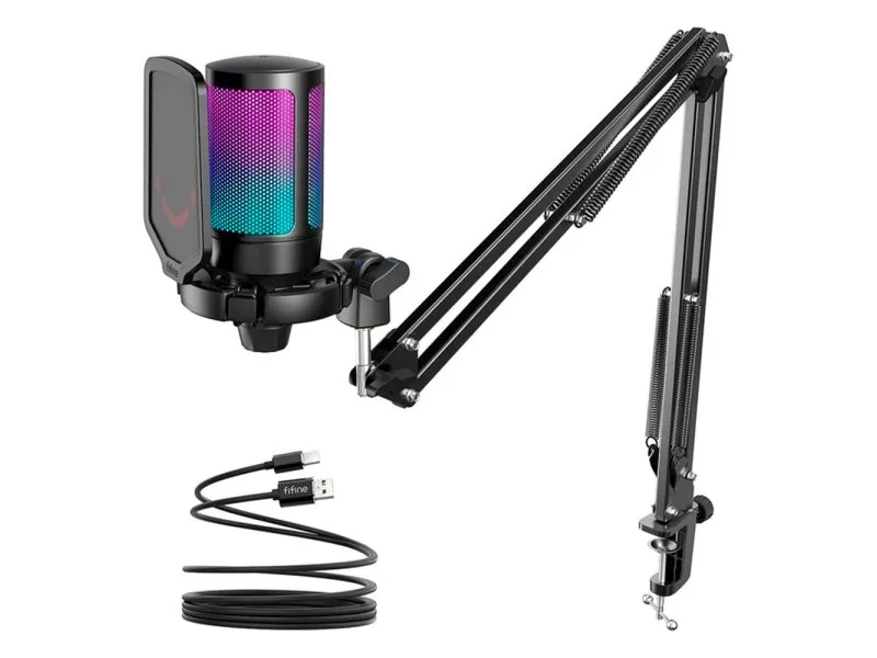A6T USB Gaming RGB mikrofon sa stalkom za montažu, crni