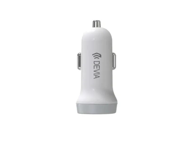 Auto punjač Idrawer, Dual USB, Lightning konekcija, 3.1A, Beli