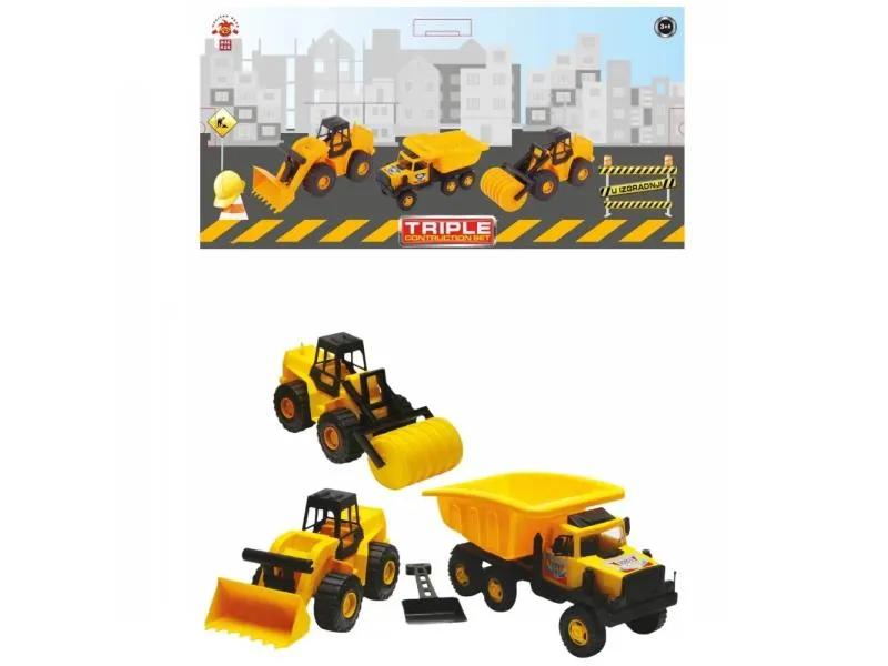 Buldozer, valjak i kamion Triple Construction u kutiji 35x70x19cm