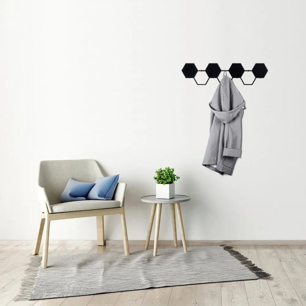 Crna Metalna zidna kuka Hexagon
