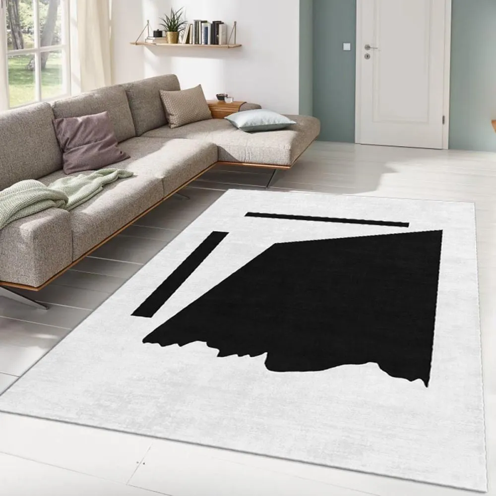 Crno - beli tepih Alho Carpet 23A 100 x 180 (487KRL1180)