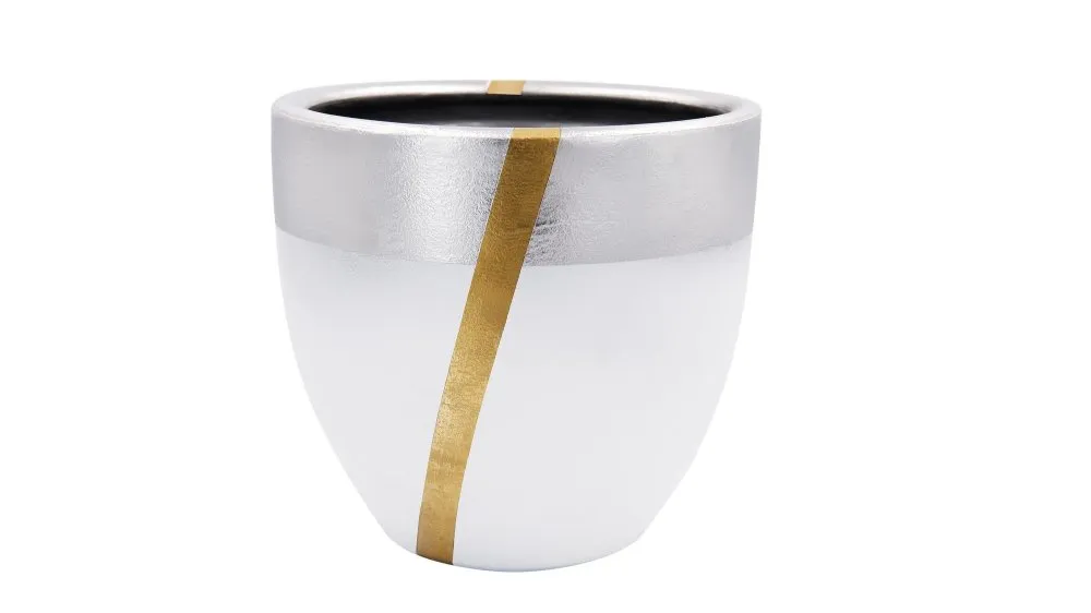 Decorative Pot Ibiza 23 White Gold