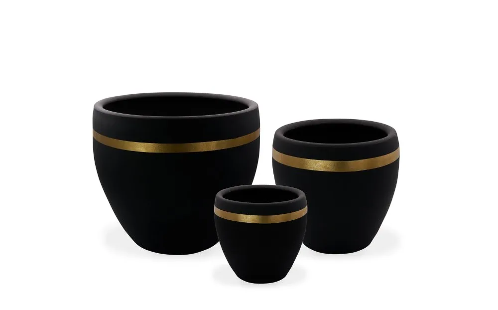 Decorative Pot Ibiza 3 Black Gold
