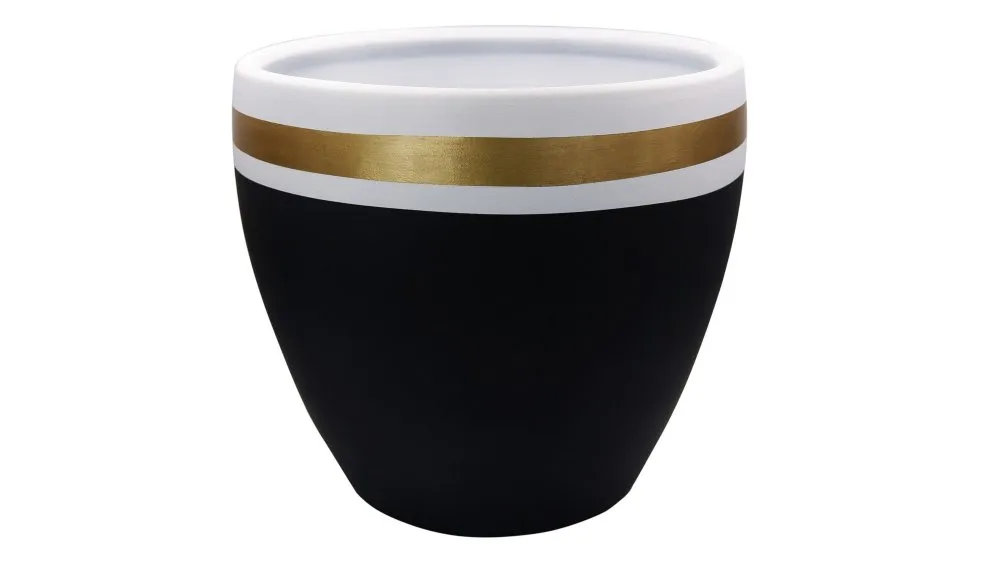 Decorative Pot Ibiza 37 Black Gold White