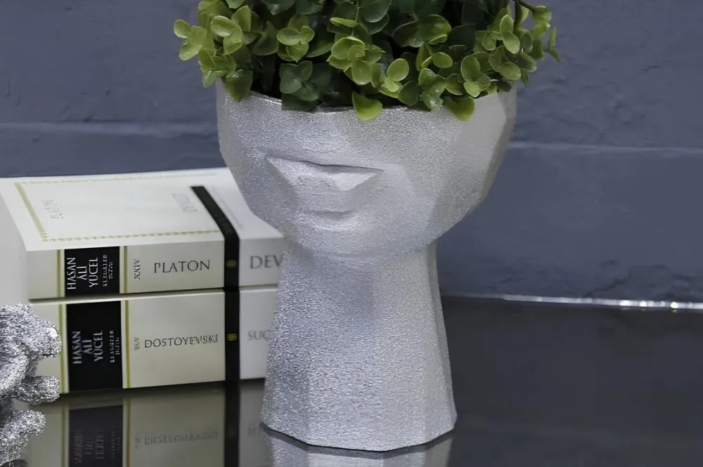 Decorative Pot keramička saksija srebrna CY0462