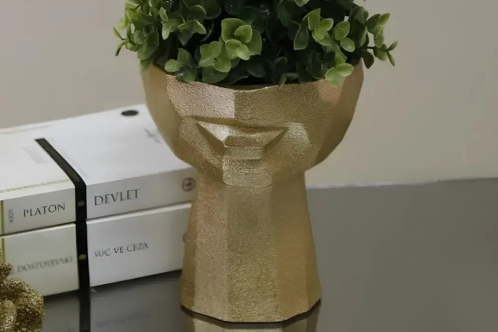Decorative Pot keramička saksija zlatne boje CY0461