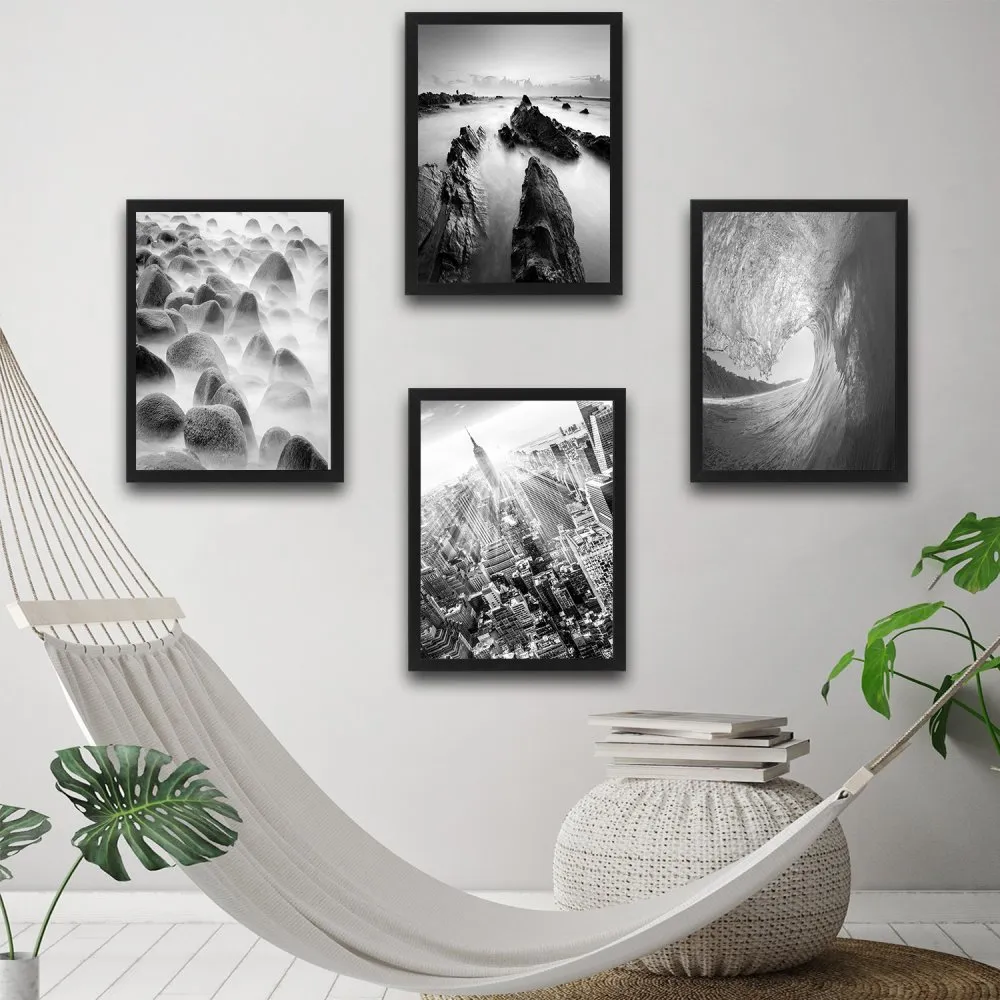 Dekorativna slika u okviru (4 komada) Black & White Set